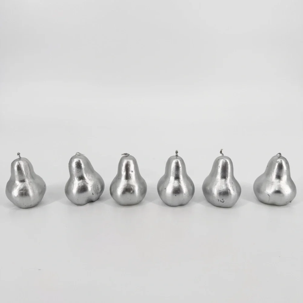 Retired NOB Restoration Hardware Mini Pear Candles 6 Silver